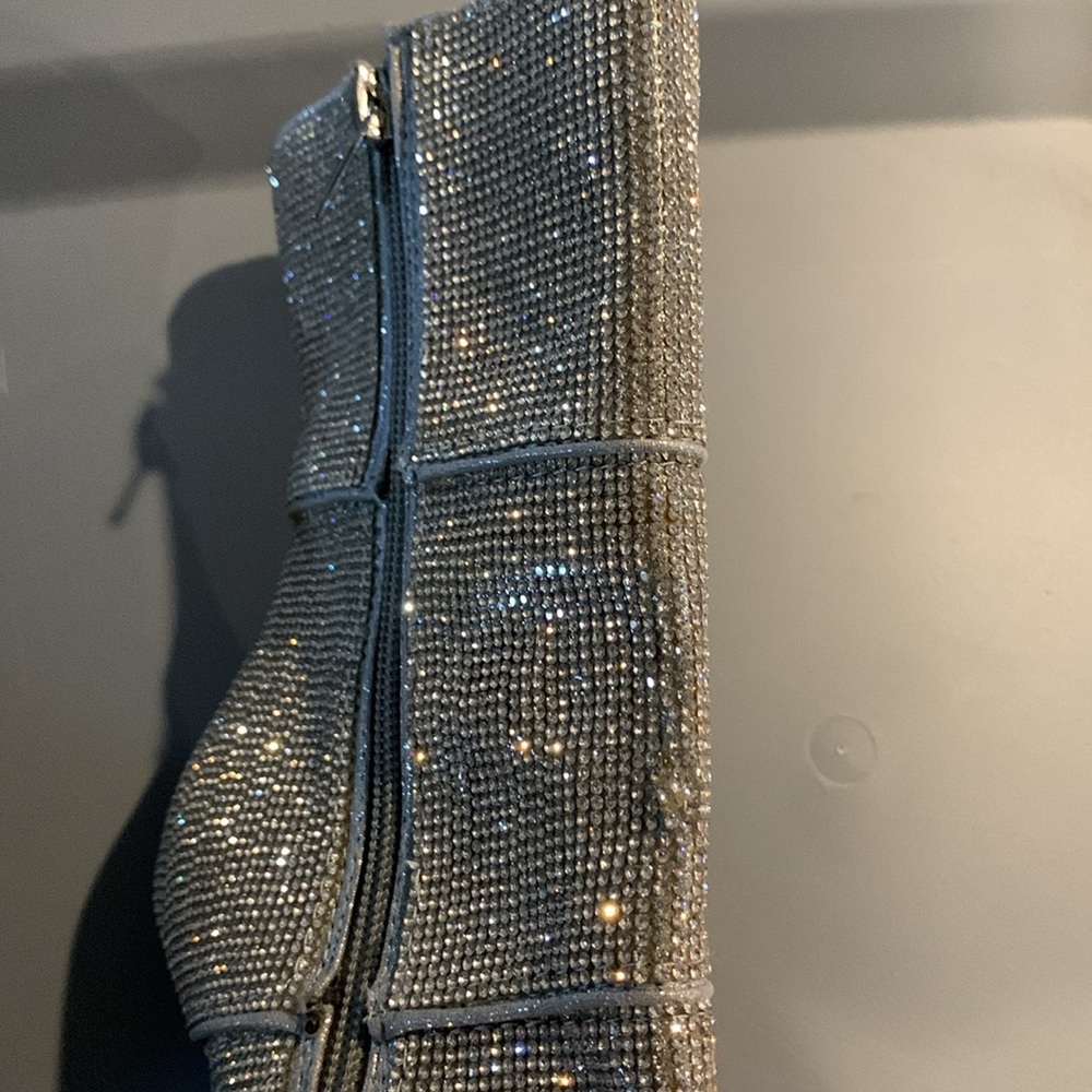 Steve Madden Winona Rhinestone Stiletto High Heel Bootie Mid-Calf - Picture 7 of 12